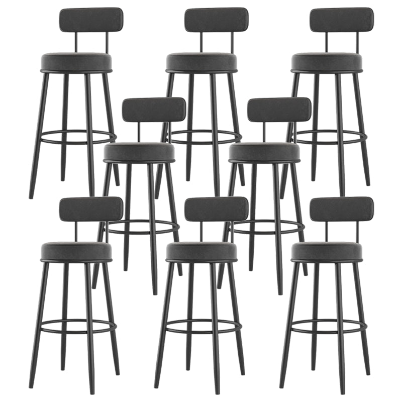 Modern Backrest Armless Counter Stool Iron Cafe Bar Stool with Cushion and Pedal