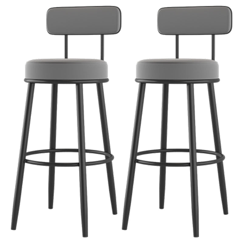 Modern Backrest Armless Counter Stool Iron Cafe Bar Stool with Cushion and Pedal