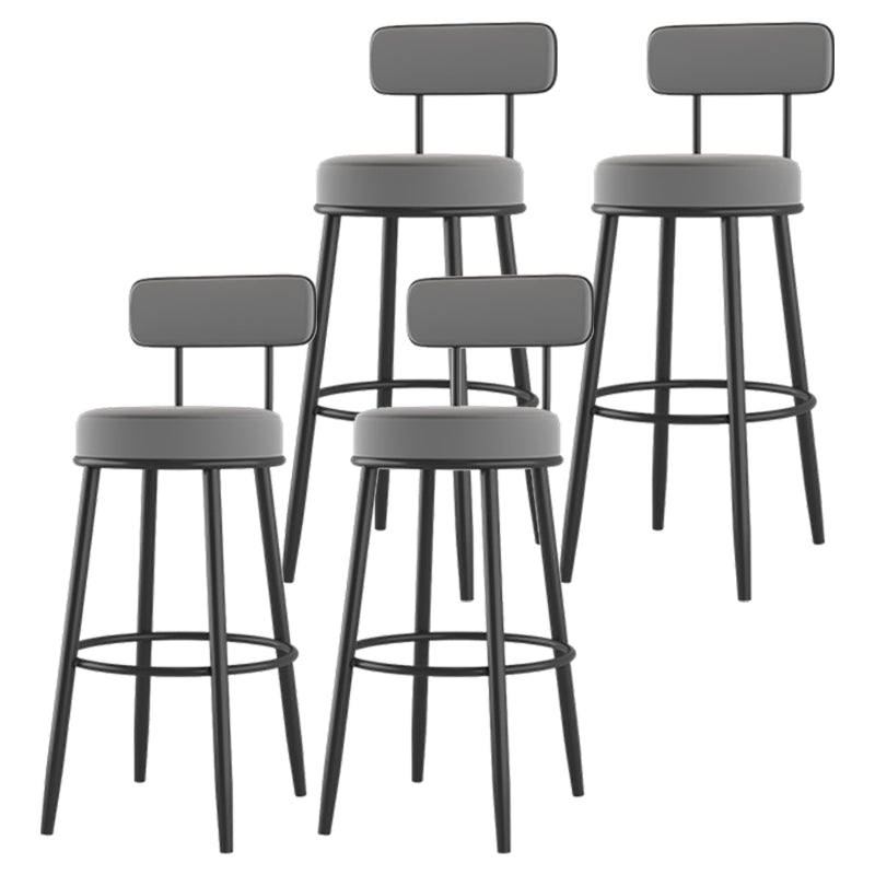 Modern Backrest Armless Counter Stool Iron Cafe Bar Stool with Cushion and Pedal