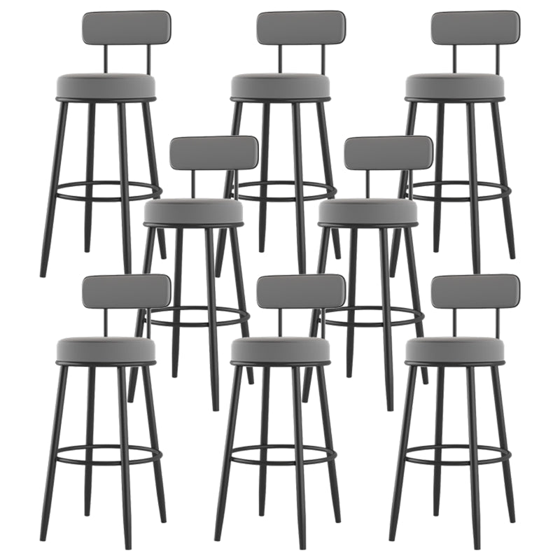 Modern Backrest Armless Counter Stool Iron Cafe Bar Stool with Cushion and Pedal