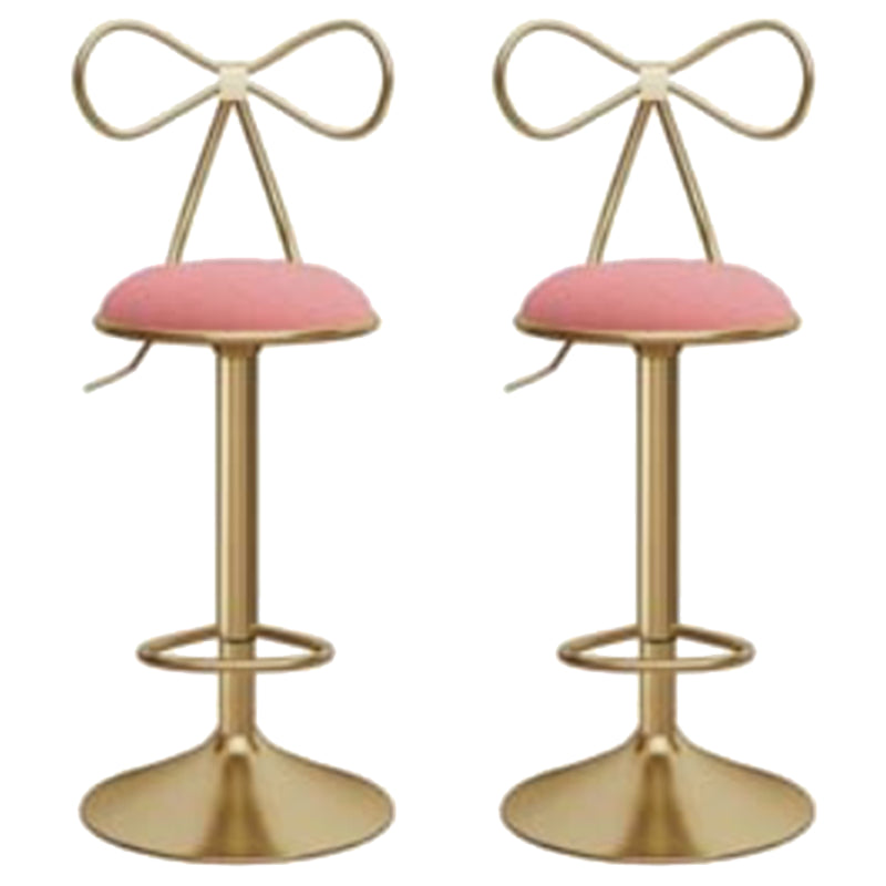 Glam Liftable Backrest Counter Stool Iron Kitchen Bar Stool with Velvet Cushion and Pedal