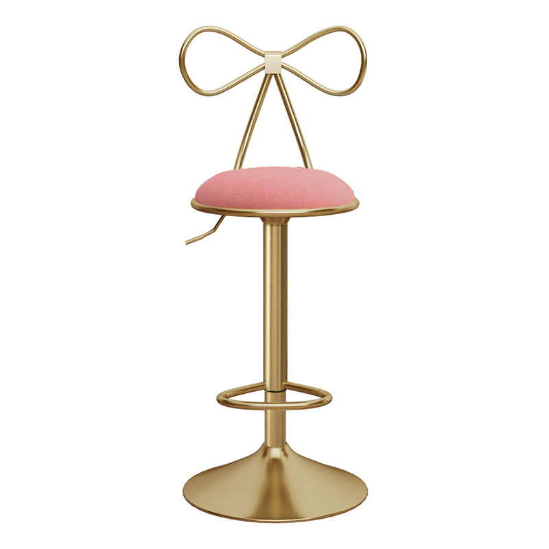 Glam Liftable Backrest Counter Stool Iron Kitchen Bar Stool with Velvet Cushion and Pedal
