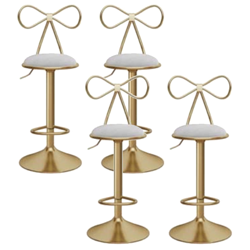 Glam Liftable Backrest Counter Stool Iron Kitchen Bar Stool with Velvet Cushion and Pedal