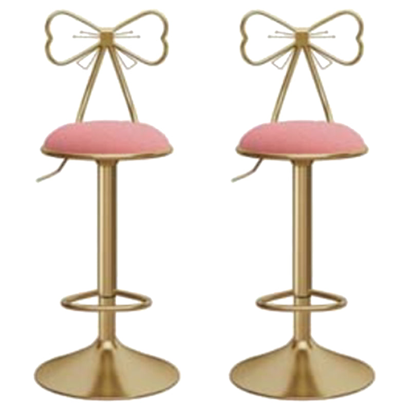 Glam Liftable Backrest Counter Stool Iron Kitchen Bar Stool with Velvet Cushion and Pedal