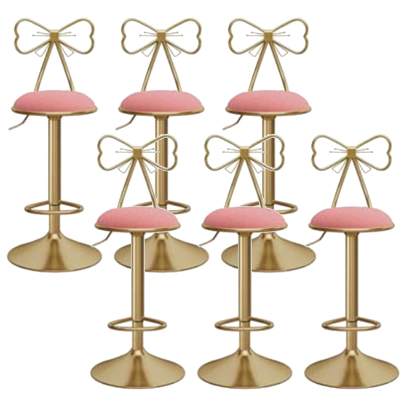 Glam Liftable Backrest Counter Stool Iron Kitchen Bar Stool with Velvet Cushion and Pedal