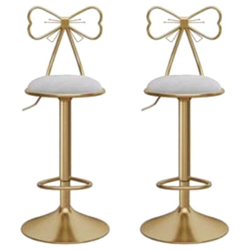 Glam Liftable Backrest Counter Stool Iron Kitchen Bar Stool with Velvet Cushion and Pedal