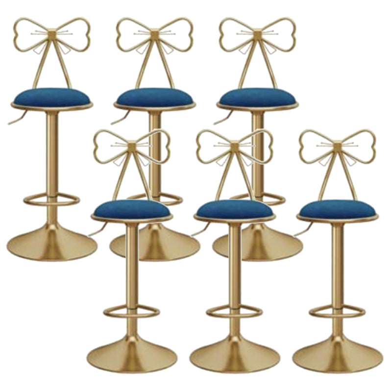 Glam Liftable Backrest Counter Stool Iron Kitchen Bar Stool with Velvet Cushion and Pedal