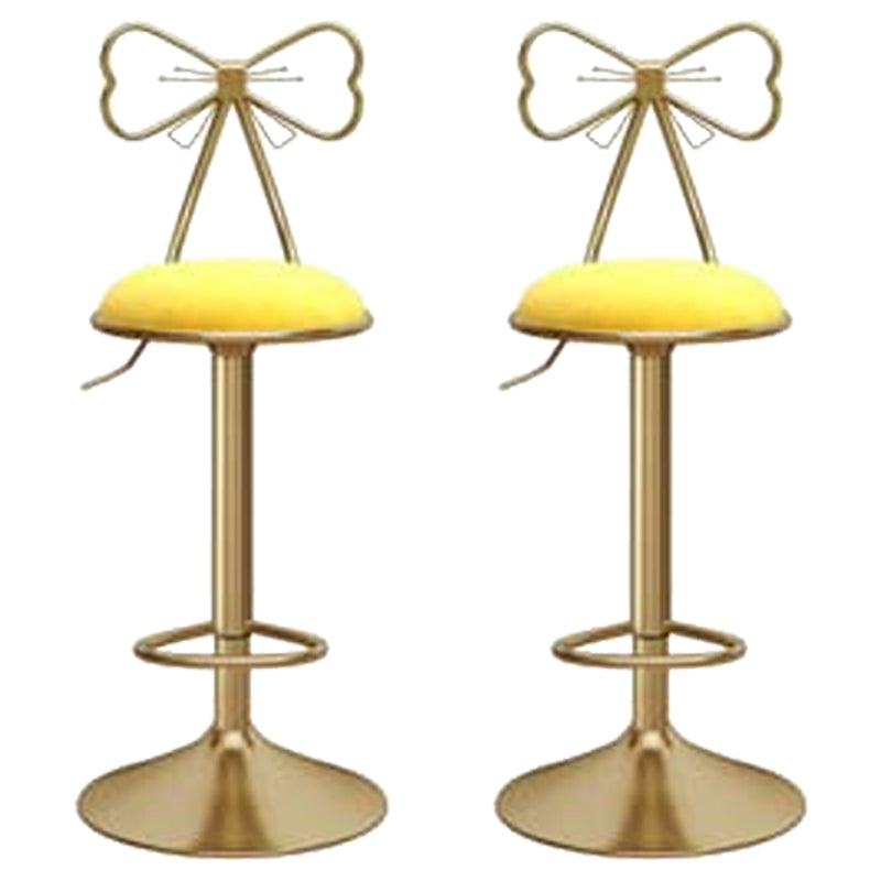 Glam Liftable Backrest Counter Stool Iron Kitchen Bar Stool with Velvet Cushion and Pedal
