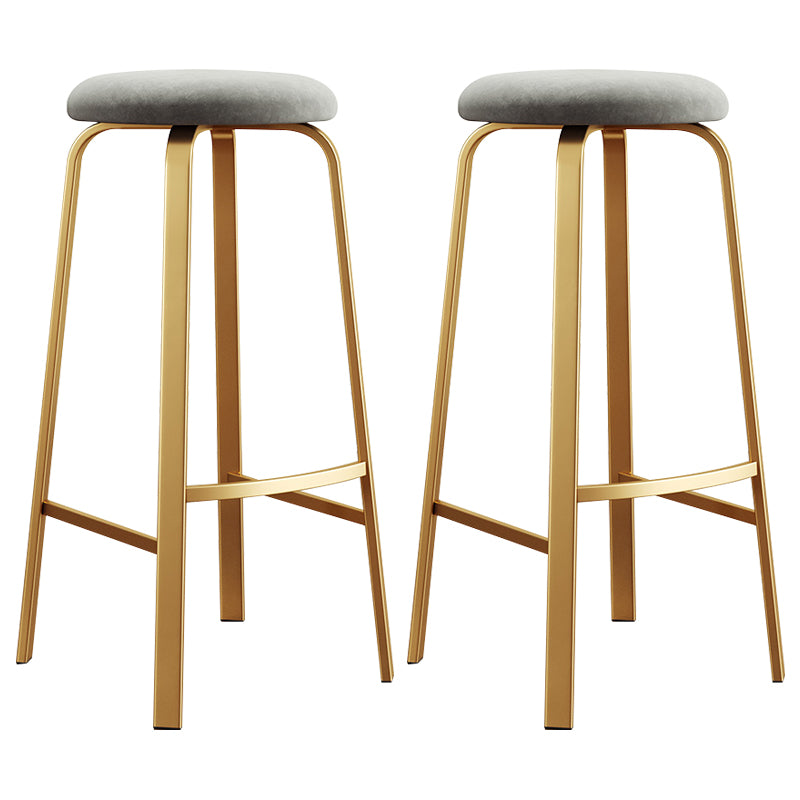 Nordic Armless Backless Counter Stool Iron Cafe Bar Stool with Cushion and Pedal