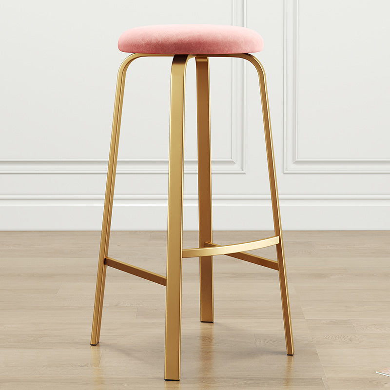 Nordic Armless Backless Counter Stool Iron Cafe Bar Stool with Cushion and Pedal