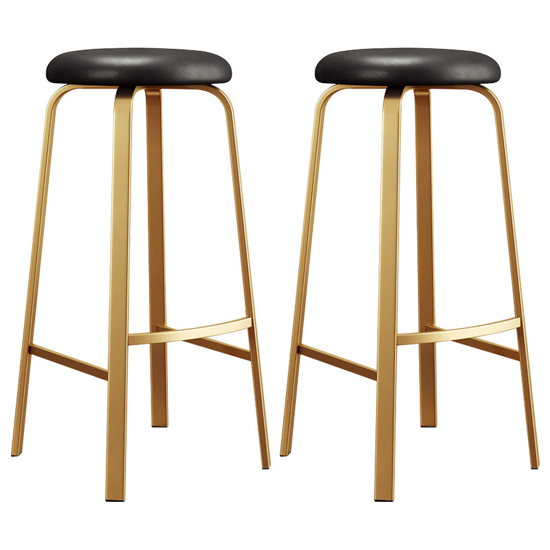 Nordic Armless Backless Counter Stool Iron Cafe Bar Stool with Cushion and Pedal