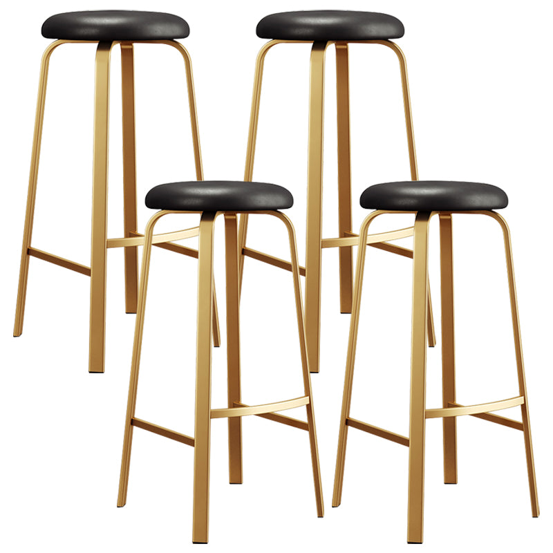 Nordic Armless Backless Counter Stool Iron Cafe Bar Stool with Cushion and Pedal