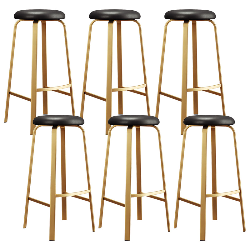 Nordic Armless Backless Counter Stool Iron Cafe Bar Stool with Cushion and Pedal