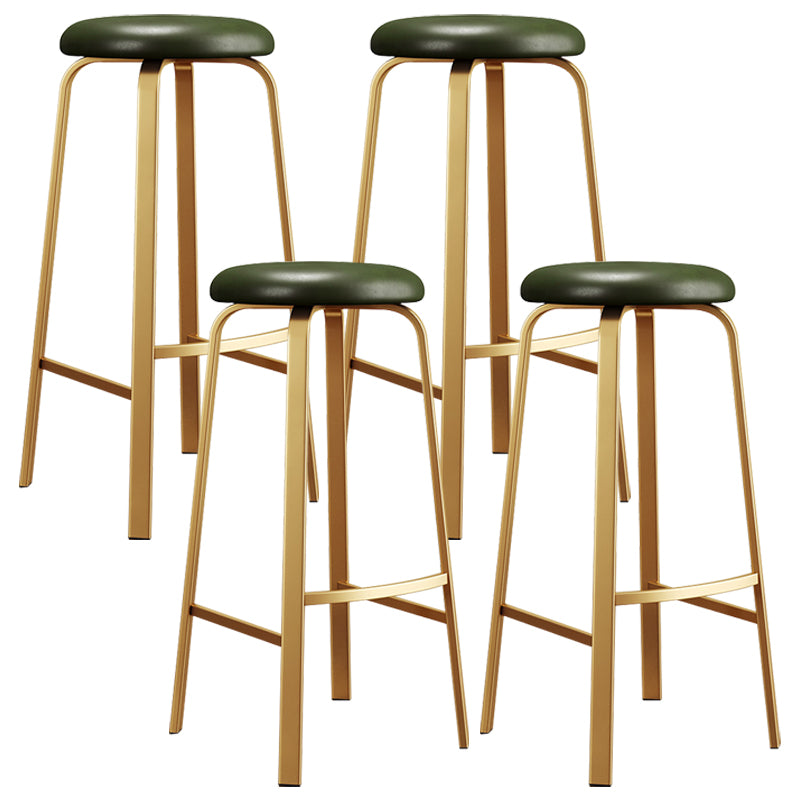 Nordic Armless Backless Counter Stool Iron Cafe Bar Stool with Cushion and Pedal