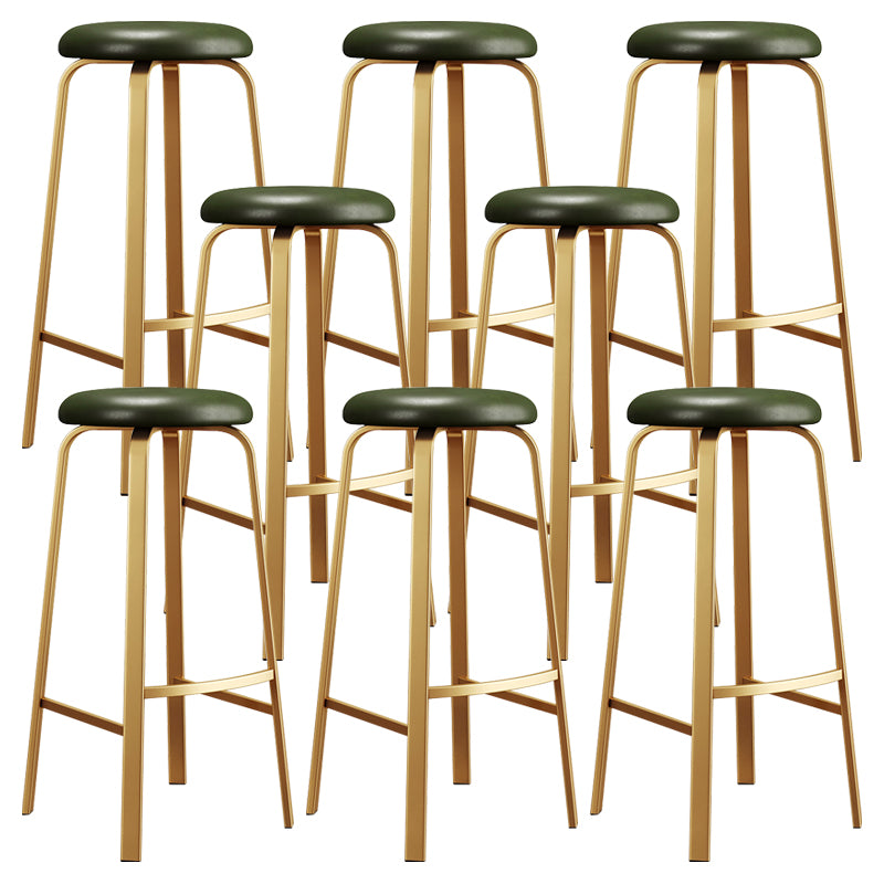Nordic Armless Backless Counter Stool Iron Cafe Bar Stool with Cushion and Pedal