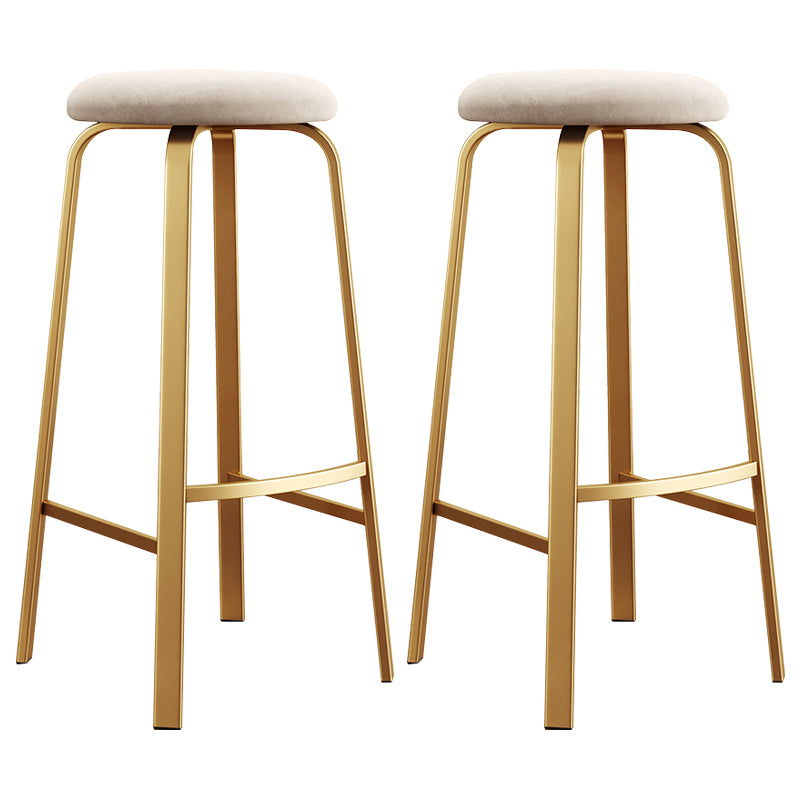 Nordic Armless Backless Counter Stool Iron Cafe Bar Stool with Cushion and Pedal