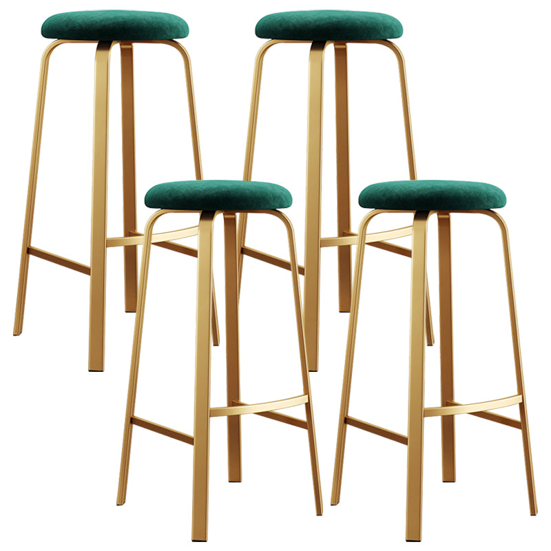 Nordic Armless Backless Counter Stool Iron Cafe Bar Stool with Cushion and Pedal