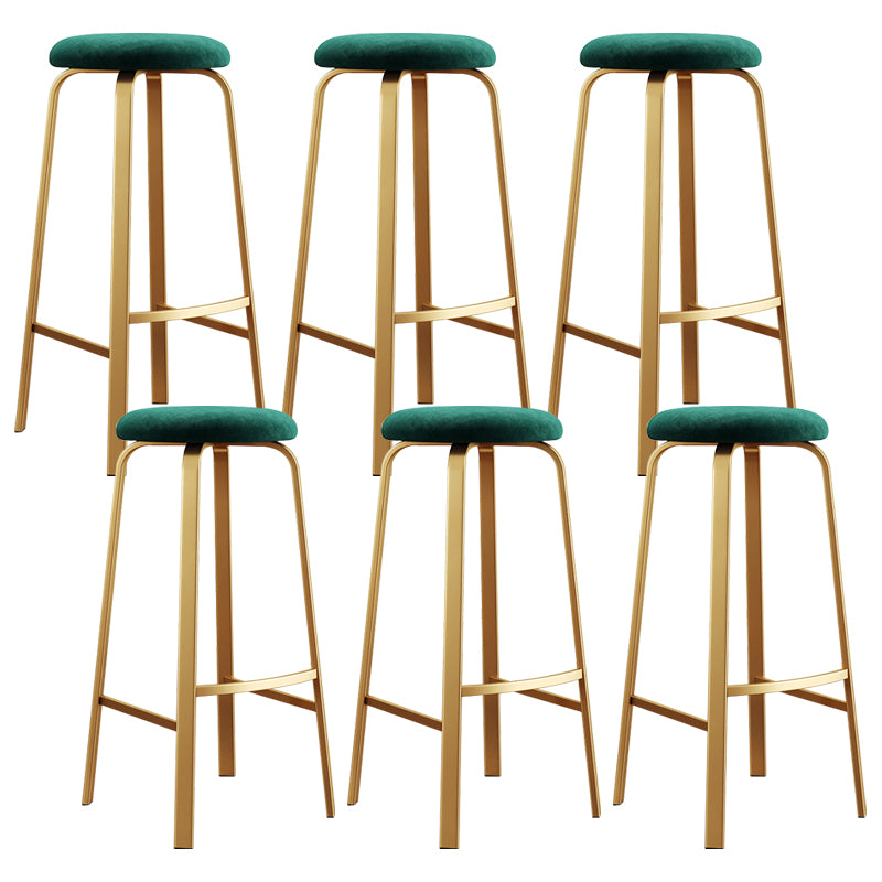 Nordic Armless Backless Counter Stool Iron Cafe Bar Stool with Cushion and Pedal