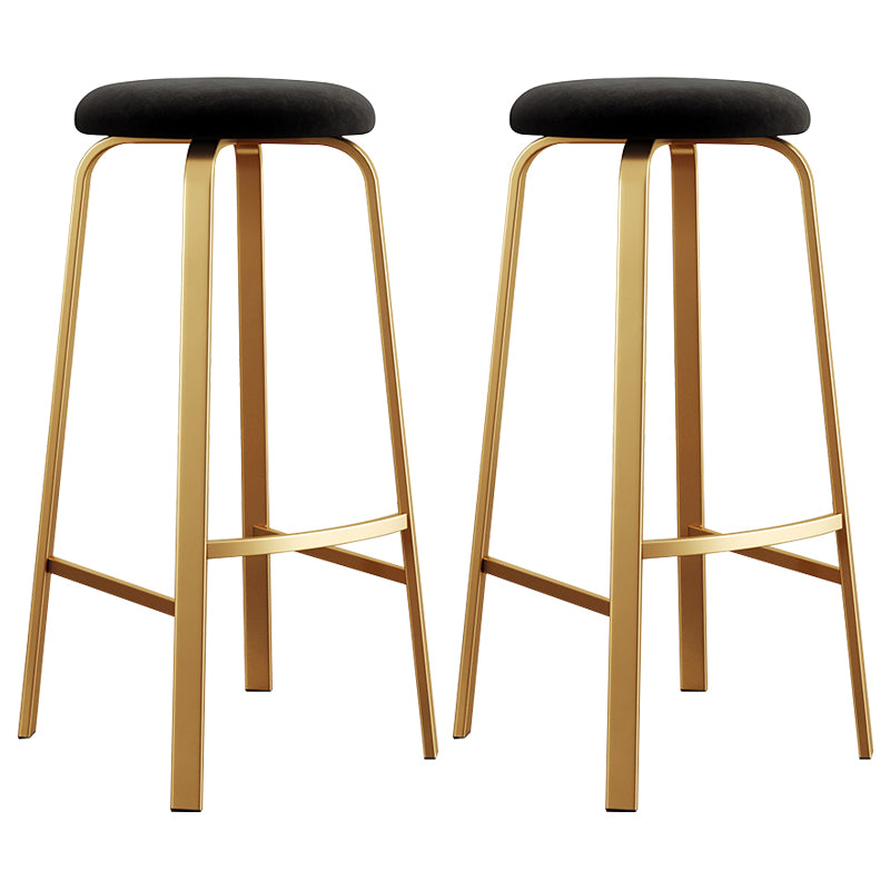 Nordic Armless Backless Counter Stool Iron Cafe Bar Stool with Cushion and Pedal