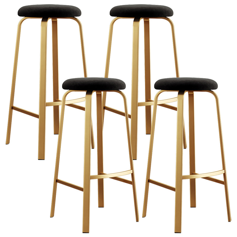 Nordic Armless Backless Counter Stool Iron Cafe Bar Stool with Cushion and Pedal