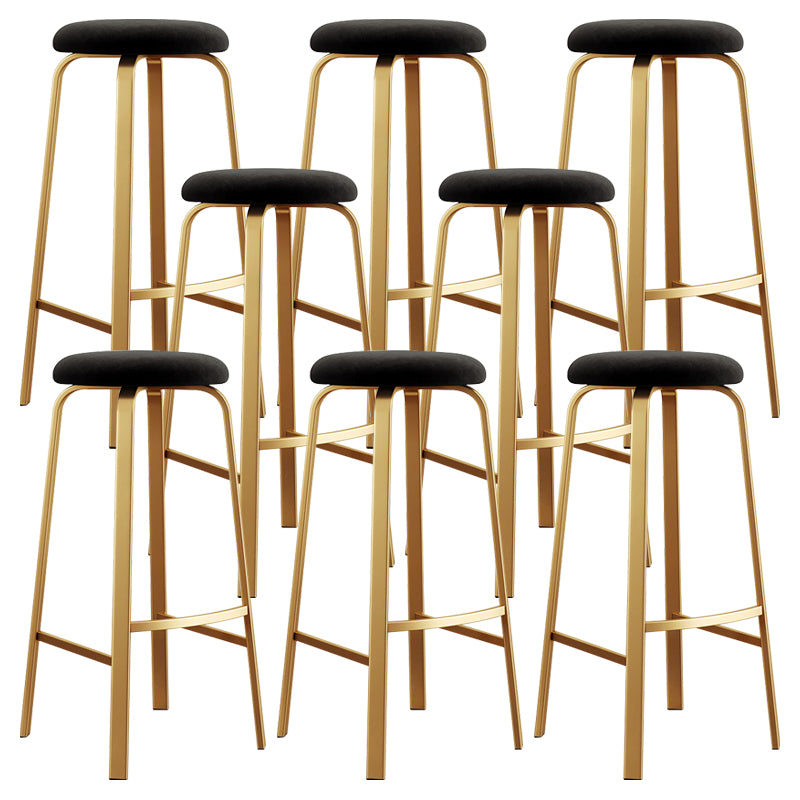 Nordic Armless Backless Counter Stool Iron Cafe Bar Stool with Cushion and Pedal