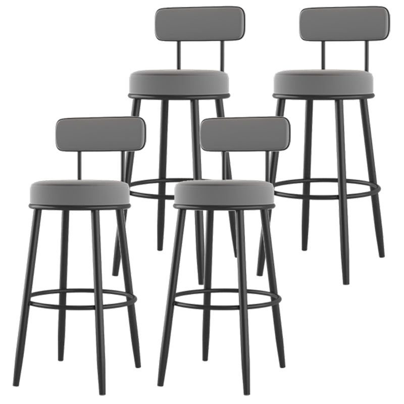 Modern Armless Backrest Counter Stool Iron Dessert Shop Bar Stool with Cushion and Pedal