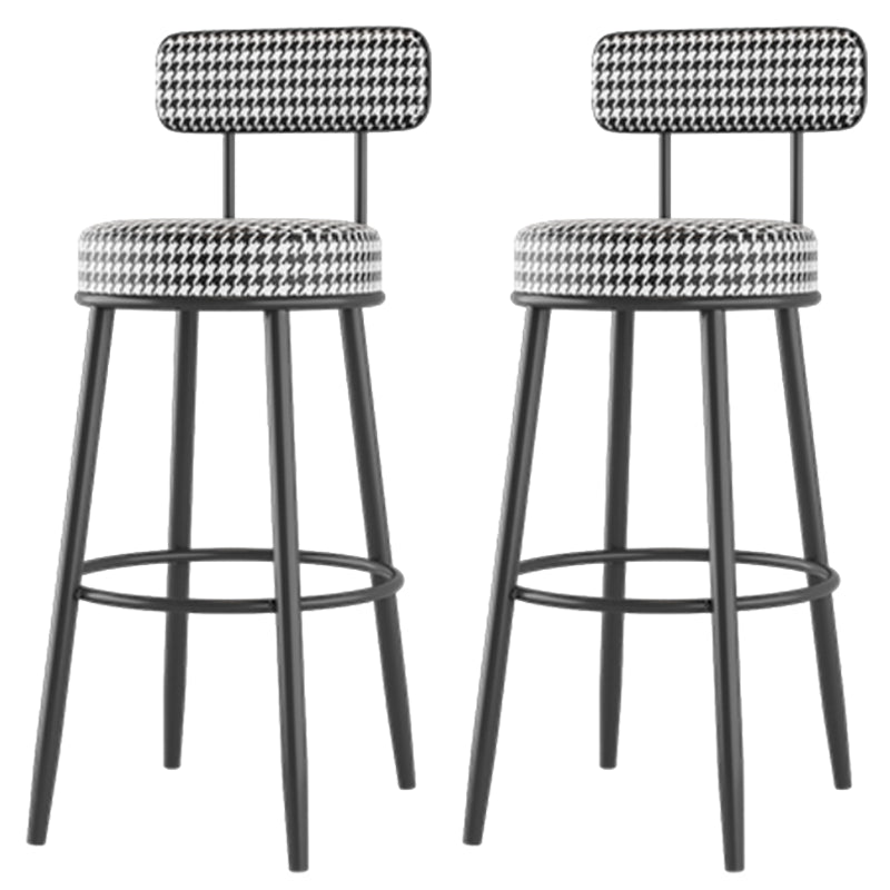 Modern Armless Backrest Counter Stool Iron Dessert Shop Bar Stool with Cushion and Pedal