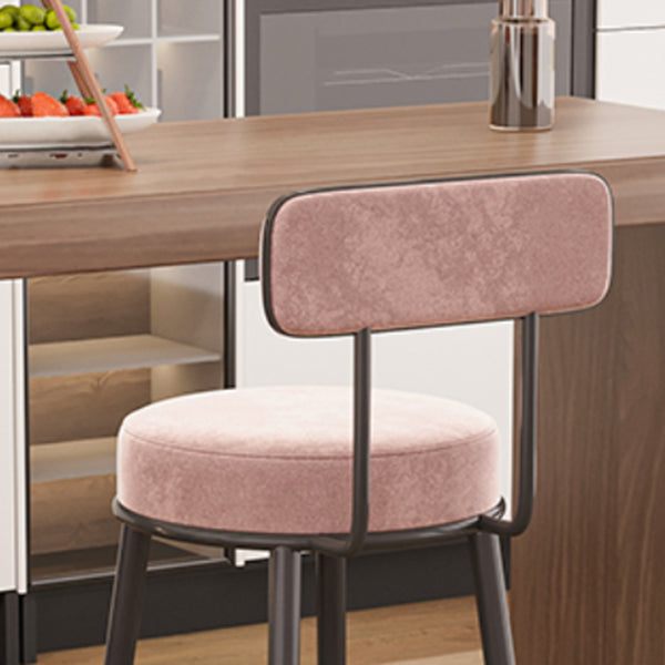 Modern Armless Backrest Counter Stool Iron Dessert Shop Bar Stool with Cushion and Pedal