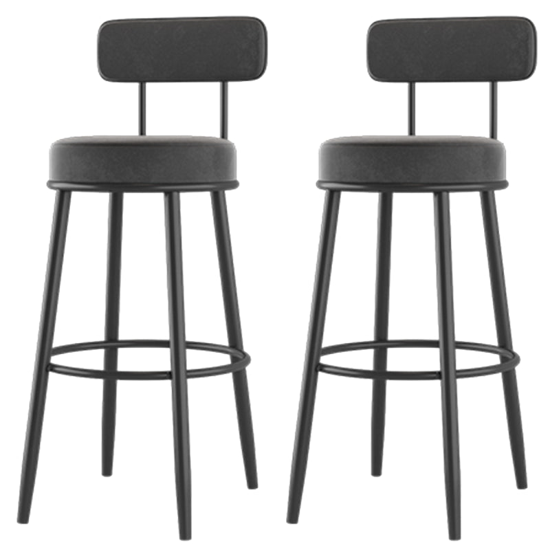 Modern Armless Backrest Counter Stool Iron Dessert Shop Bar Stool with Cushion and Pedal