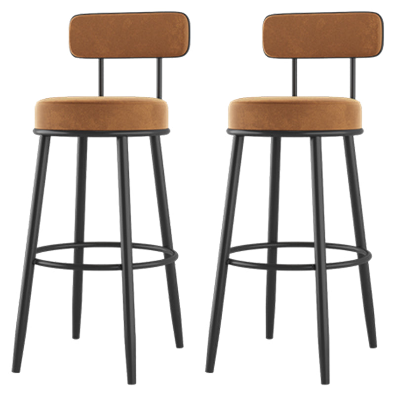 Modern Armless Backrest Counter Stool Iron Dessert Shop Bar Stool with Cushion and Pedal