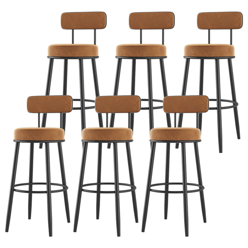 Modern Armless Backrest Counter Stool Iron Dessert Shop Bar Stool with Cushion and Pedal