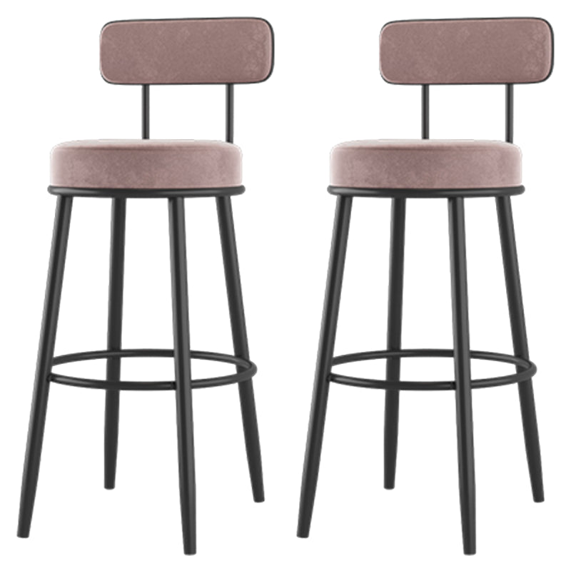 Modern Armless Backrest Counter Stool Iron Dessert Shop Bar Stool with Cushion and Pedal