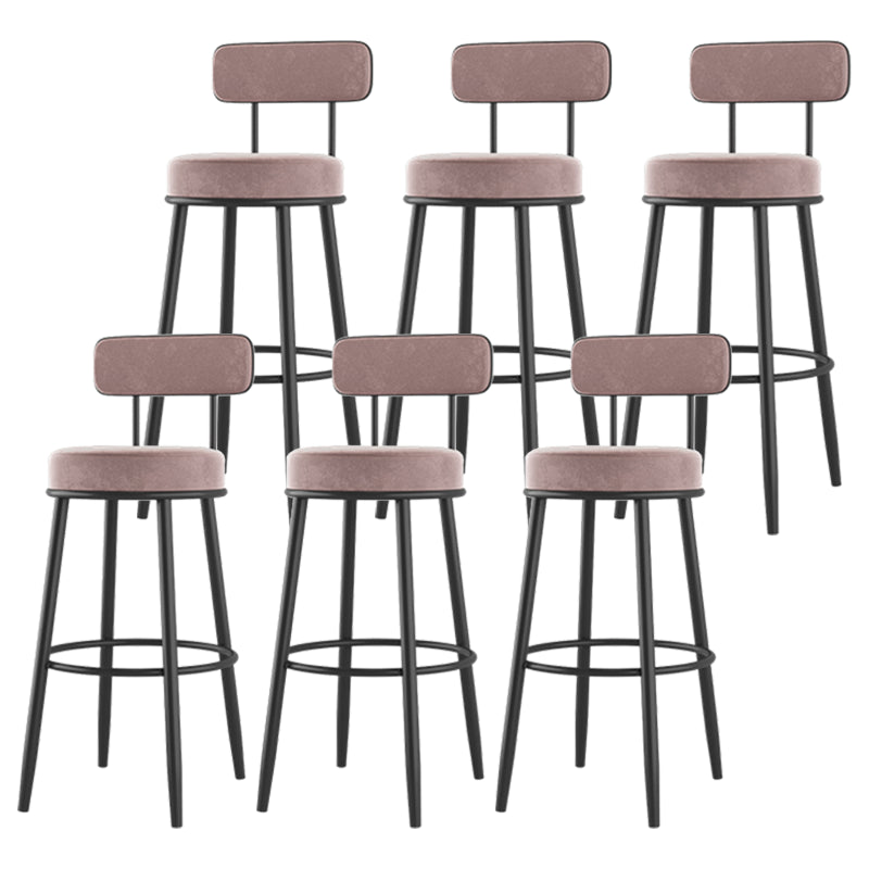 Modern Armless Backrest Counter Stool Iron Dessert Shop Bar Stool with Cushion and Pedal