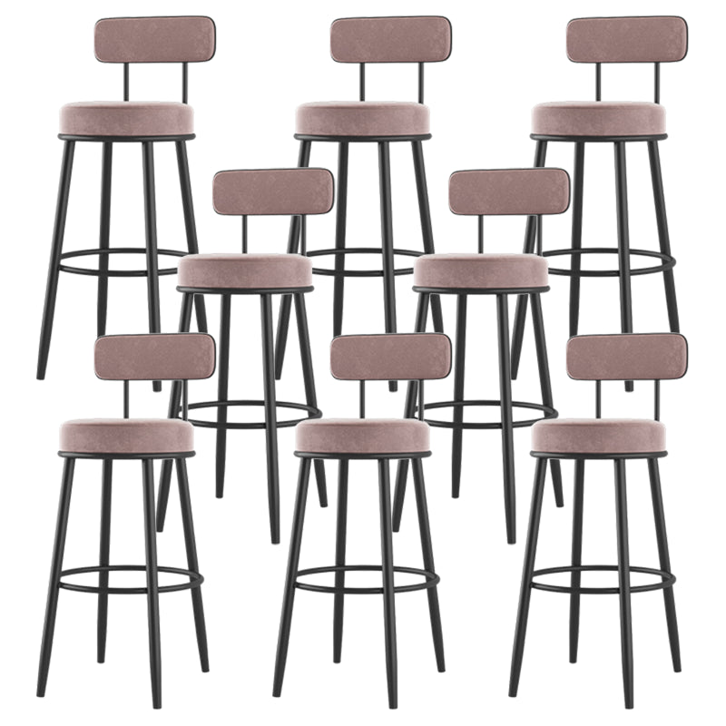 Modern Armless Backrest Counter Stool Iron Dessert Shop Bar Stool with Cushion and Pedal