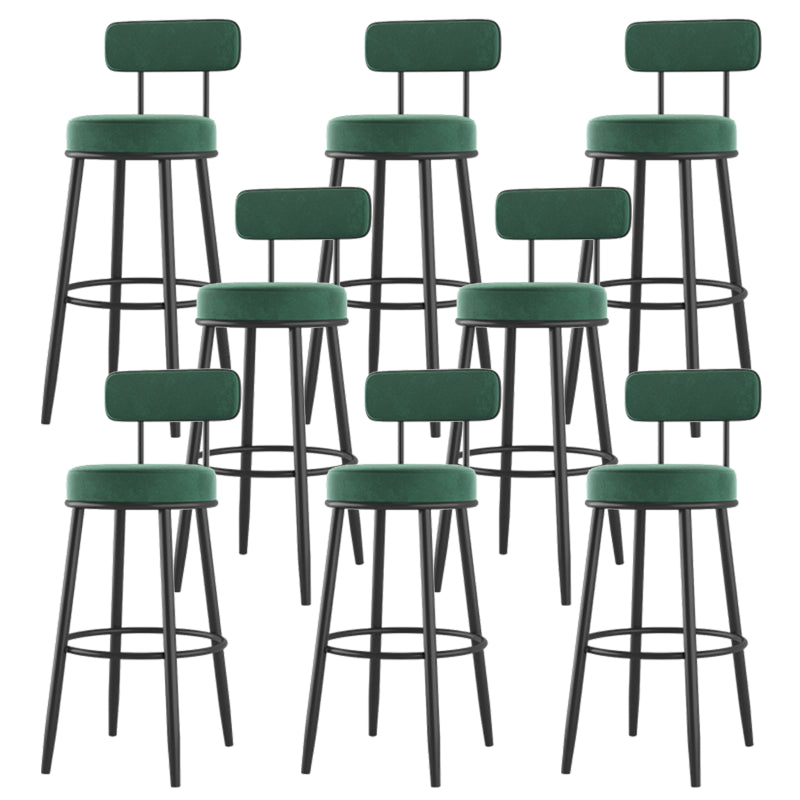 Modern Armless Backrest Counter Stool Iron Dessert Shop Bar Stool with Cushion and Pedal