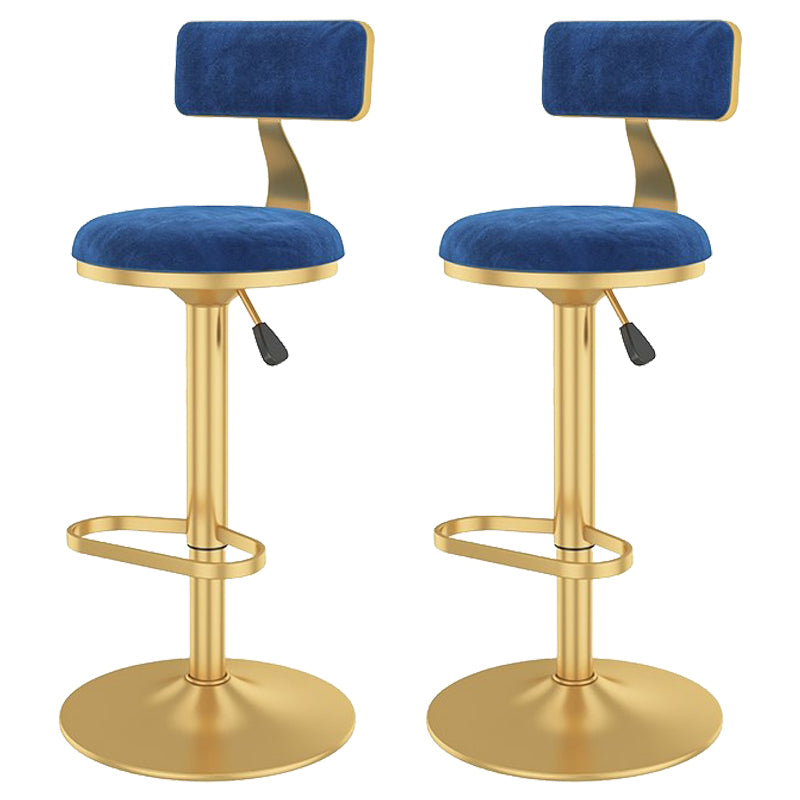 Glam Liftable Backrest Counter Stool Iron Cafe Bar Stool with Velvet Cushion and Pedal