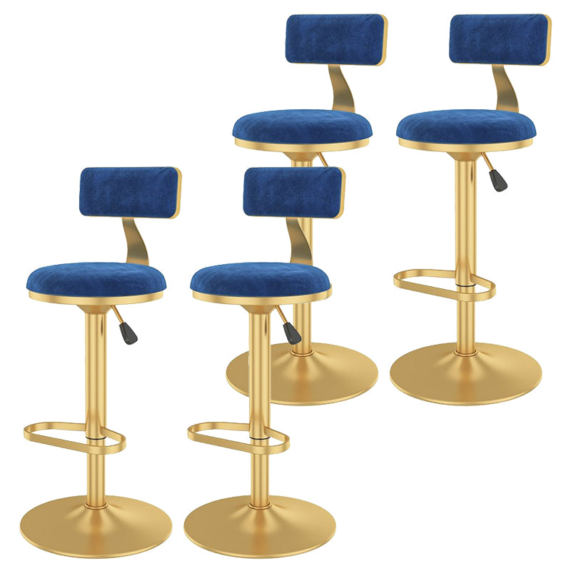 Glam Liftable Backrest Counter Stool Iron Cafe Bar Stool with Velvet Cushion and Pedal