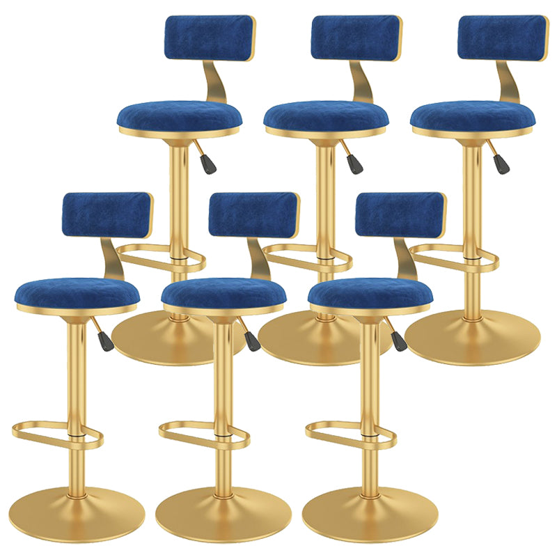 Glam Liftable Backrest Counter Stool Iron Cafe Bar Stool with Velvet Cushion and Pedal