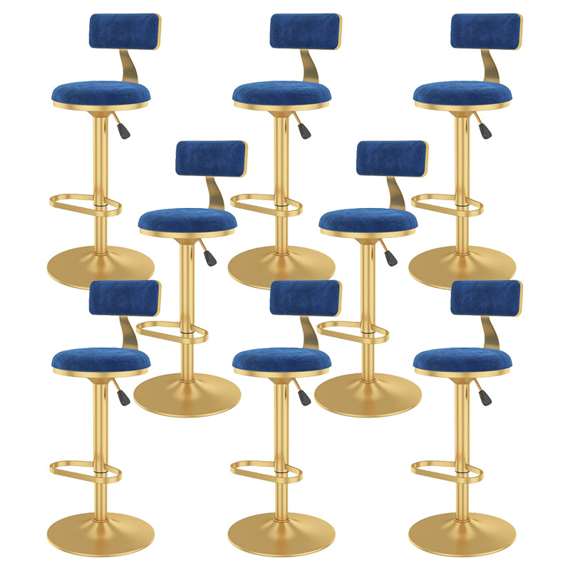 Glam Liftable Backrest Counter Stool Iron Cafe Bar Stool with Velvet Cushion and Pedal