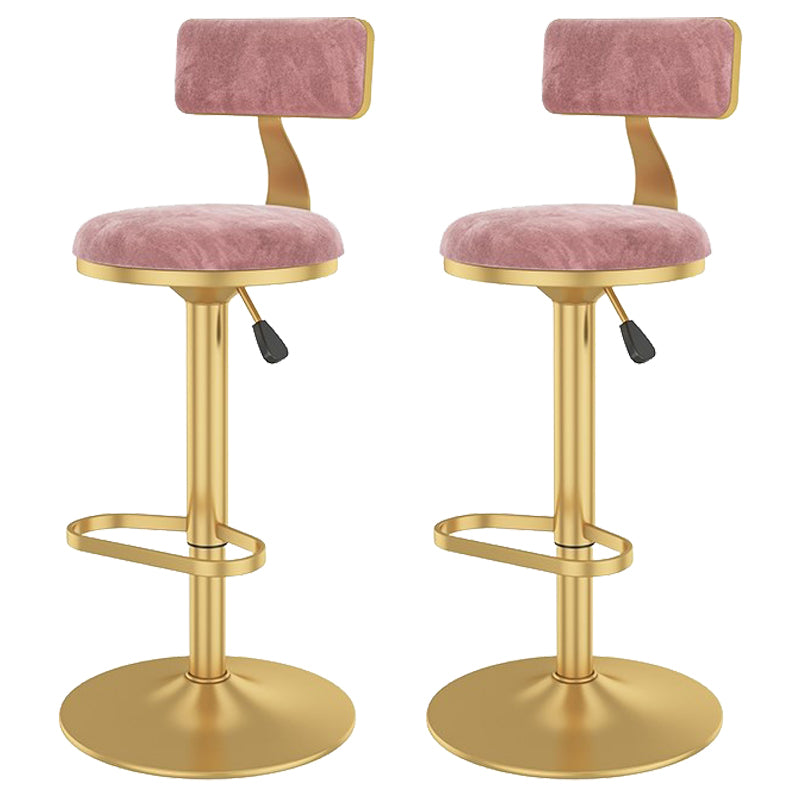 Glam Liftable Backrest Counter Stool Iron Cafe Bar Stool with Velvet Cushion and Pedal
