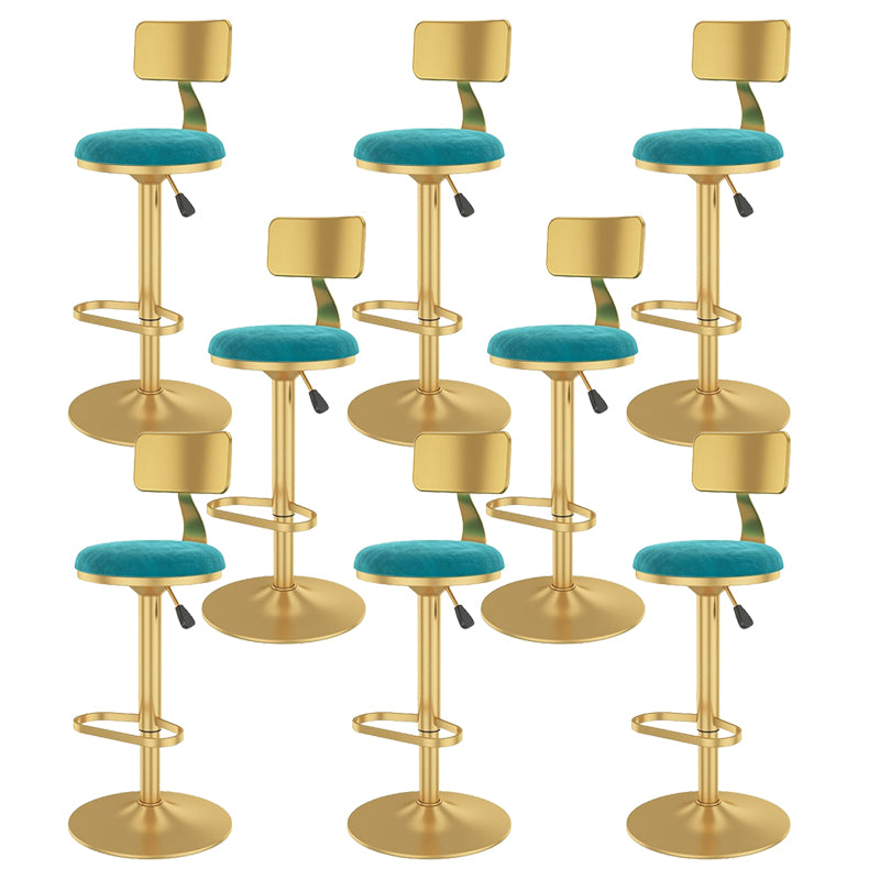 Glam Liftable Backrest Counter Stool Iron Cafe Bar Stool with Velvet Cushion and Pedal