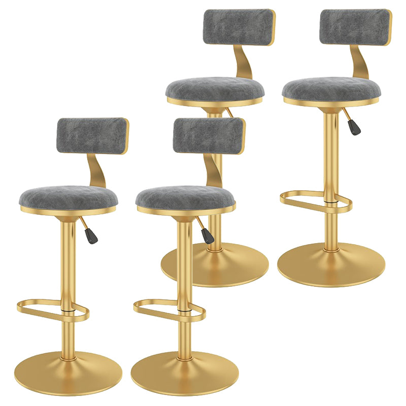 Glam Liftable Backrest Counter Stool Iron Cafe Bar Stool with Velvet Cushion and Pedal