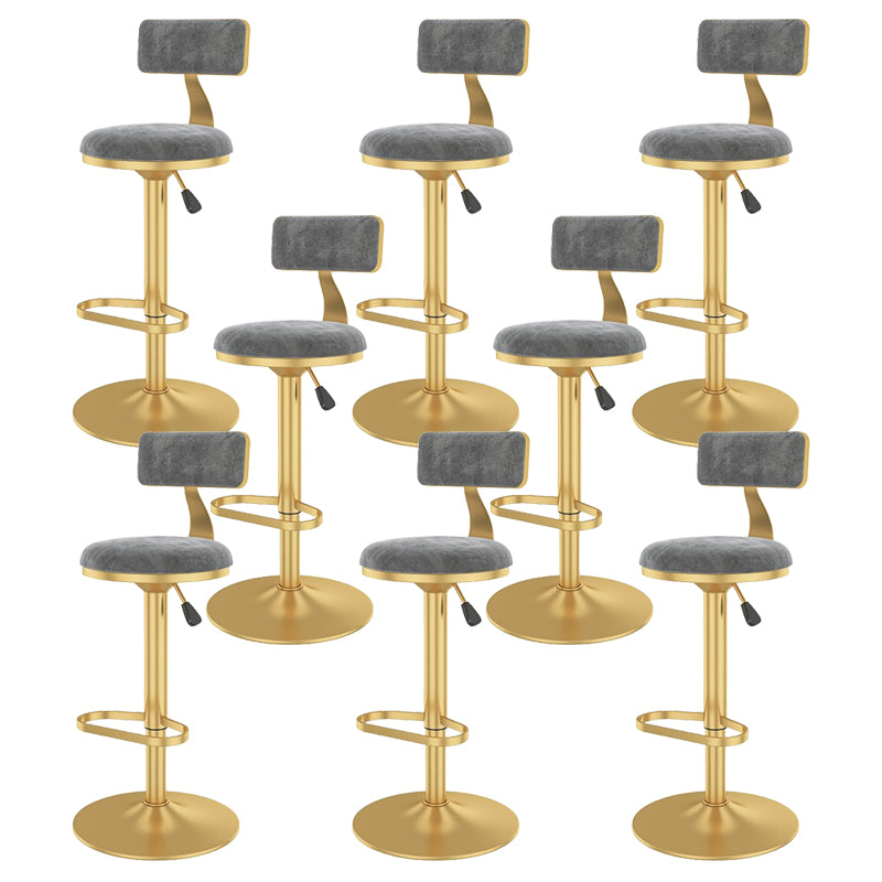 Glam Liftable Backrest Counter Stool Iron Cafe Bar Stool with Velvet Cushion and Pedal