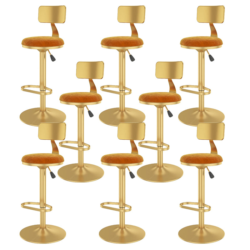 Glam Liftable Backrest Counter Stool Iron Cafe Bar Stool with Velvet Cushion and Pedal