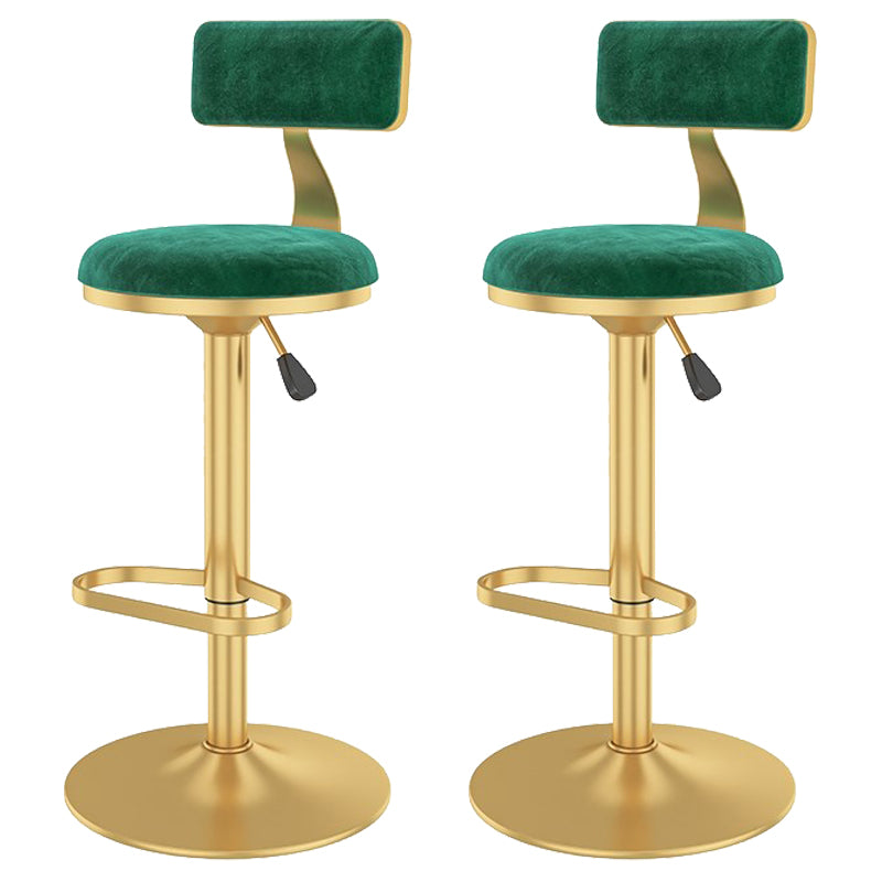 Glam Liftable Backrest Counter Stool Iron Cafe Bar Stool with Velvet Cushion and Pedal
