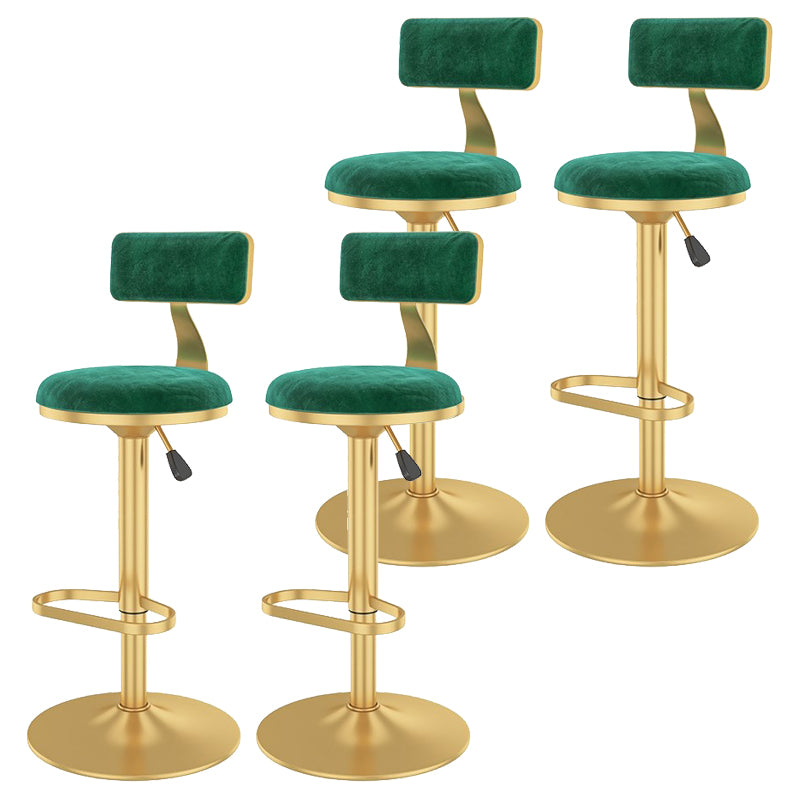 Glam Liftable Backrest Counter Stool Iron Cafe Bar Stool with Velvet Cushion and Pedal