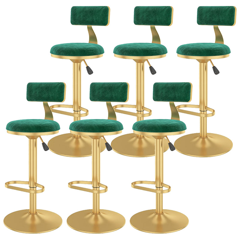 Glam Liftable Backrest Counter Stool Iron Cafe Bar Stool with Velvet Cushion and Pedal