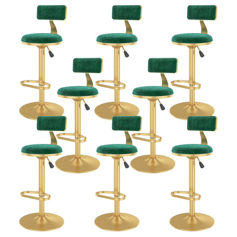 Glam Liftable Backrest Counter Stool Iron Cafe Bar Stool with Velvet Cushion and Pedal