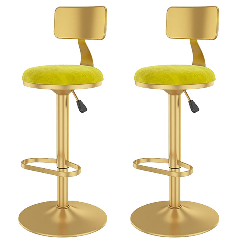 Glam Liftable Backrest Counter Stool Iron Cafe Bar Stool with Velvet Cushion and Pedal