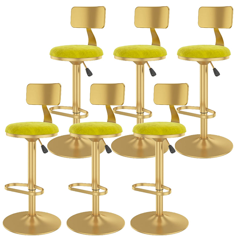 Glam Liftable Backrest Counter Stool Iron Cafe Bar Stool with Velvet Cushion and Pedal